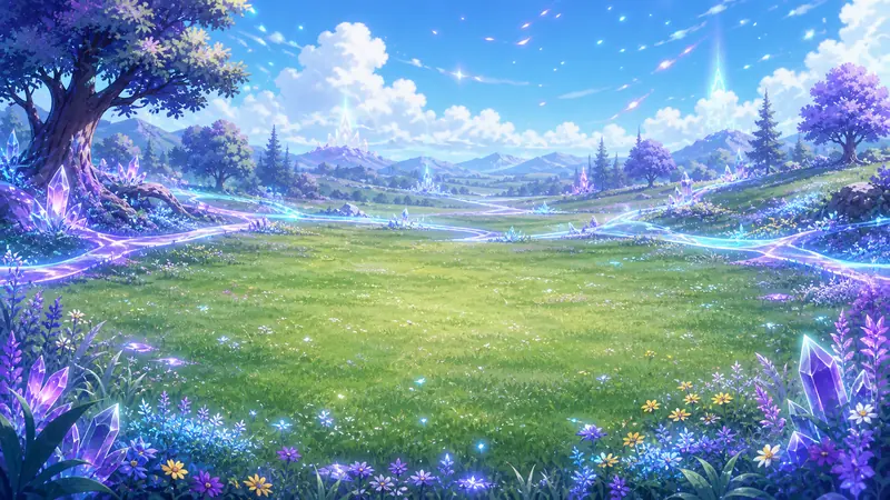 The Lands of Etheria - purple ether fields under a violet sky